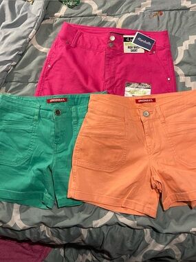 UNIONBAY High-Waist Shorts - Hot Pink, Teal, Peach